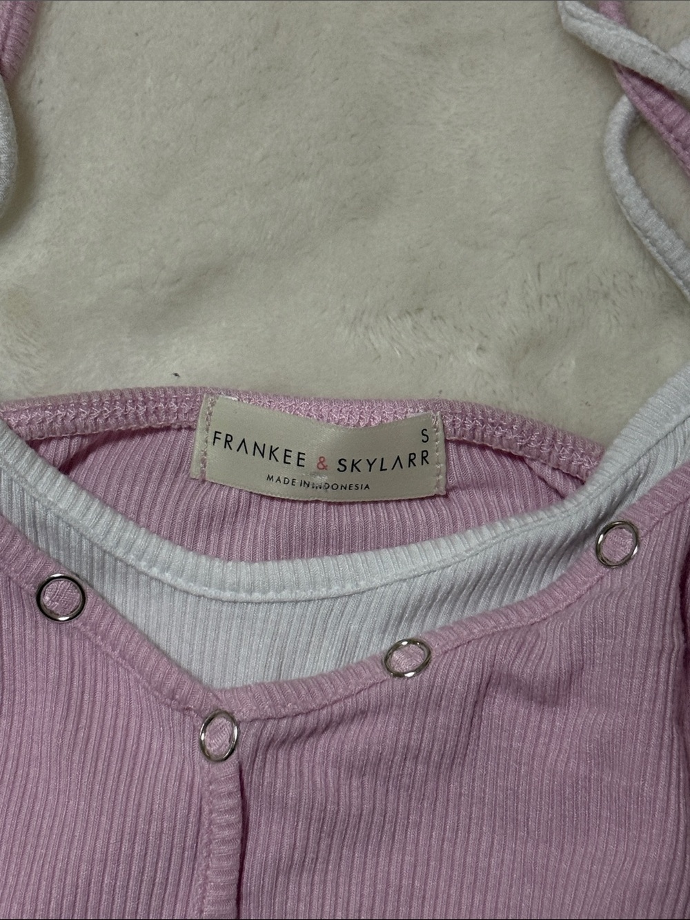 Women’s Pink Layered Ribbed Camisole with Snap Accents - Picture 2 of 3